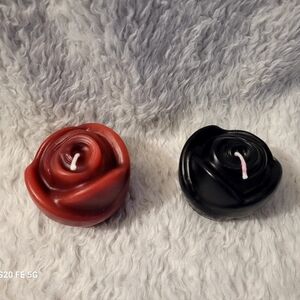 HOMEMADE * 2 Handmade ROSE Candles * Red & Black * NEW